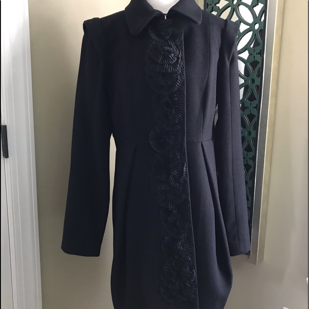 Tibi Brand Gorgeous Black Wool Coat Size 8